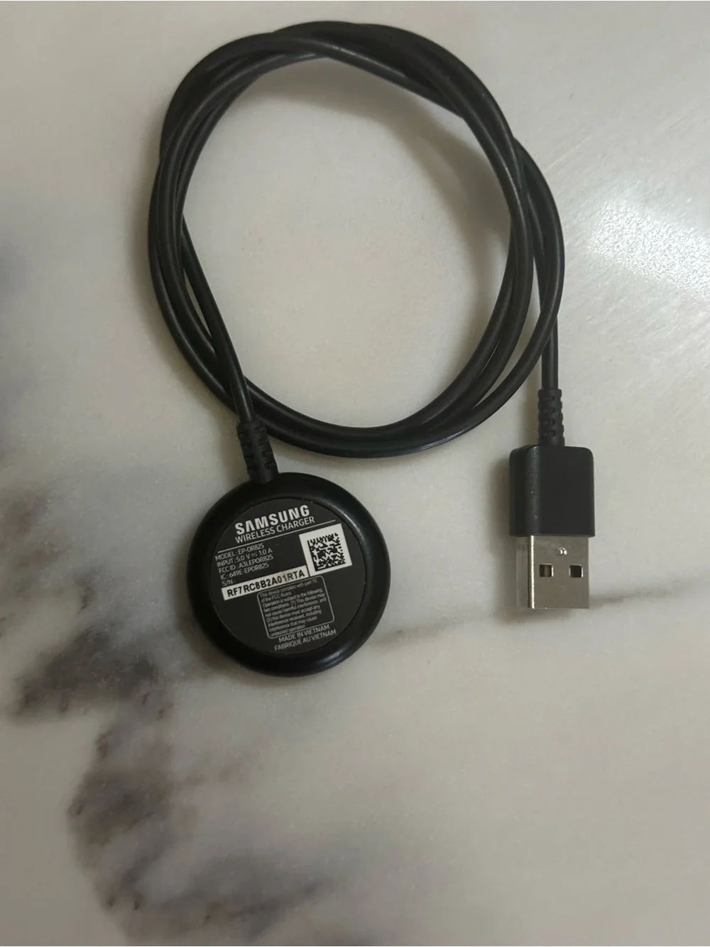 Samsung Black Wireless Watch Charging Puck with USB-A Cable